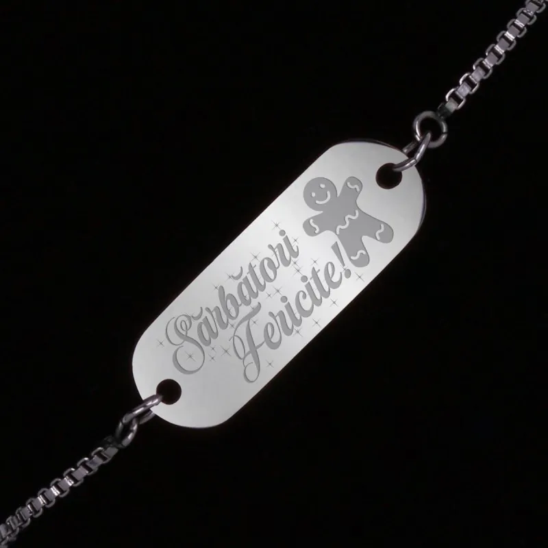 Bratara Gravata Argintie din Inox Oval Gingerbread