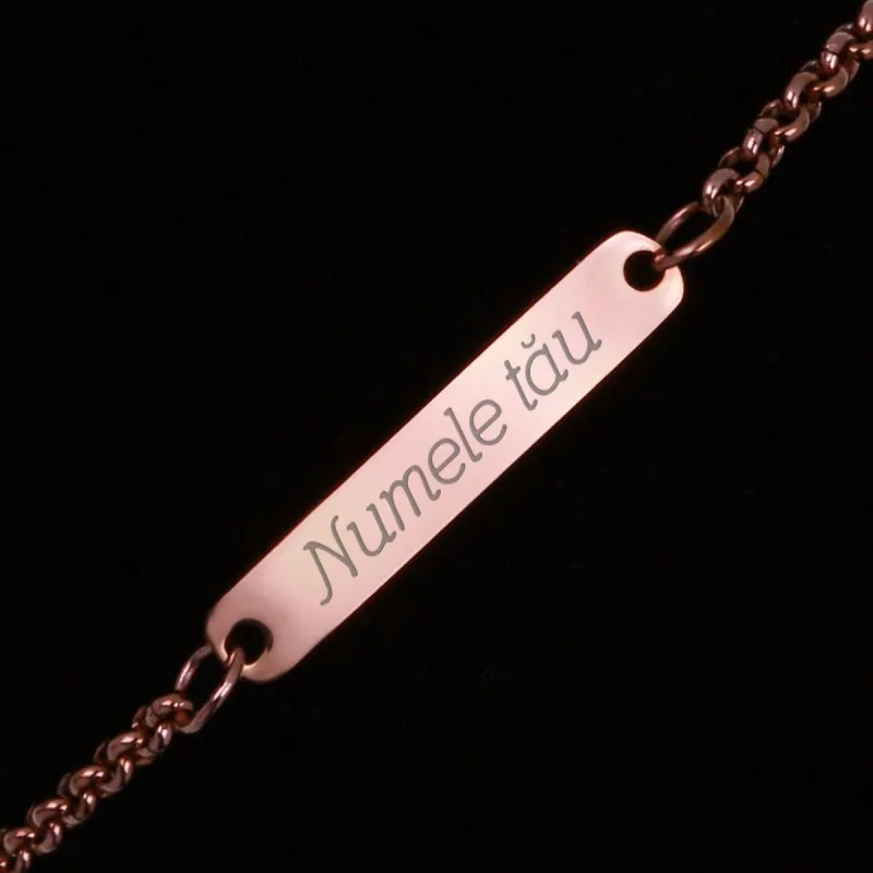 Bratara Personalizata Gravata Rose Gold din Inox Placuta Nume