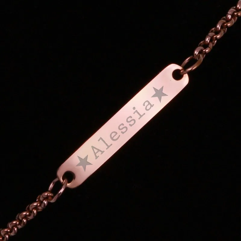 Bratara Gravata Rose Gold din Inox Placuta Nume Alessia
