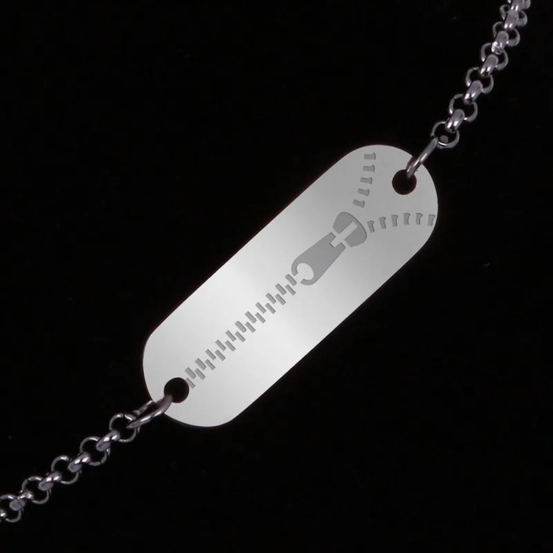 Bratara Gravata Argintie din Inox Oval Zip