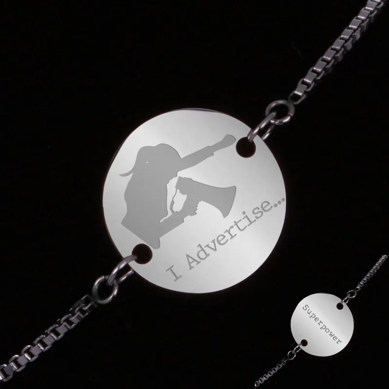 Bratara Gravata Argintie din Inox I Advertise Superpower