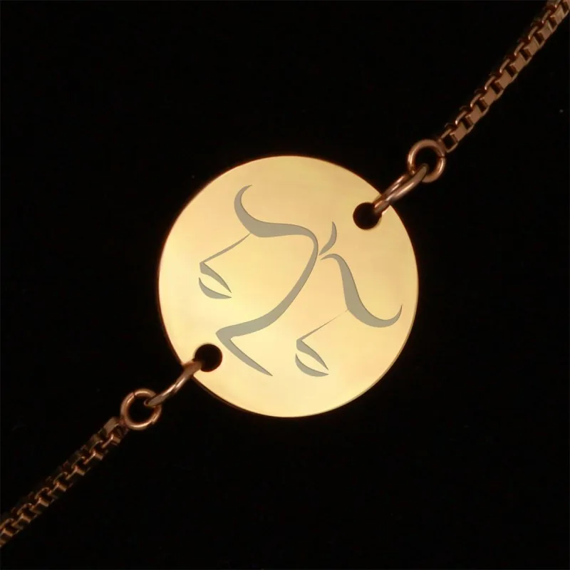 Bratara Gravata Aurie din Inox Rotund Zodiac Balanta