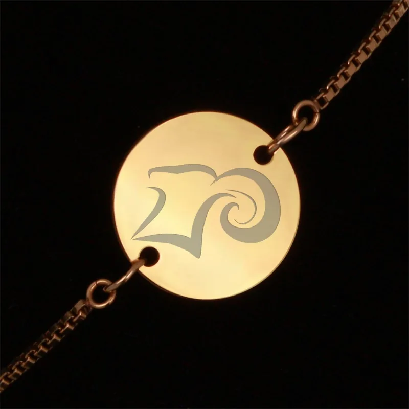 Bratara Gravata Aurie din Inox Rotund Zodiac Berbec